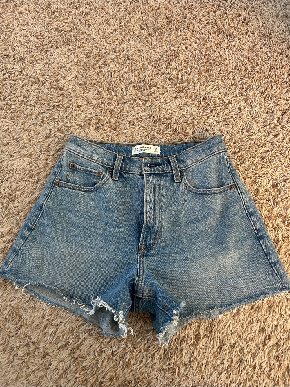 Abercrombie 90s Relaxed High-Rise Cutoff Shorts - Light Blue